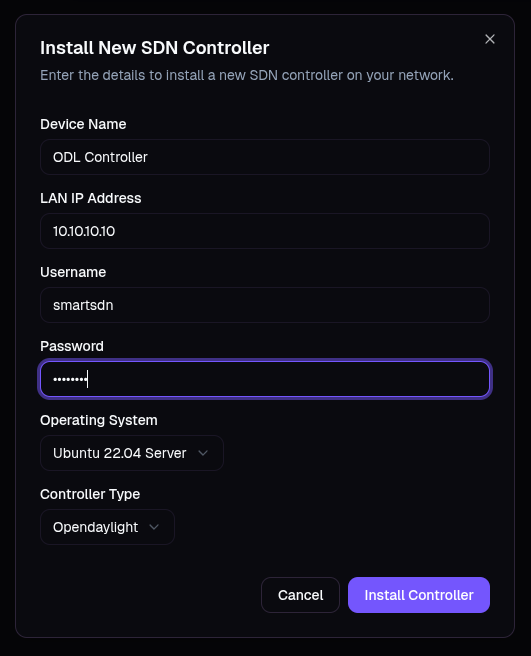 Install Controller form