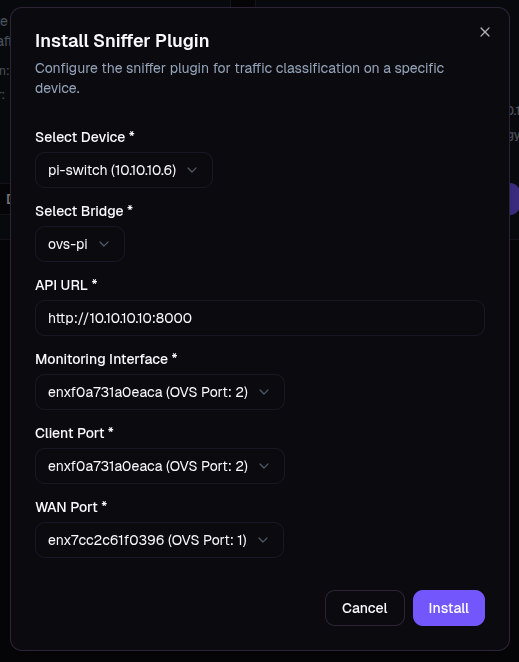 Install Sniffer Form